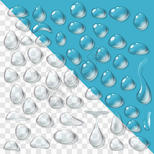 一套透明逼真纯清水滴生态气泡水滴插图艺术宏观白色液体雨滴环境图片