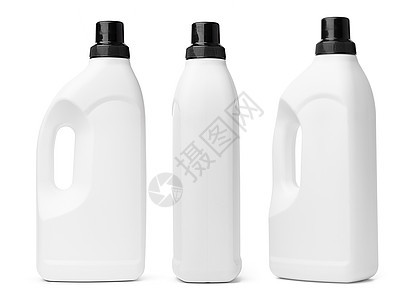 在白色背景上隔离的白色塑料洗涤液白塑料瓶打扫工作防腐剂家务清洁工洗涤房子液体产品卫生图片