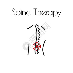 年轻马的矢量背痛线性图标情况损害成人病人外科身体标识药品诊断脊柱图片