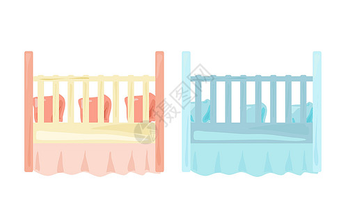 两张婴儿床蓝色和别针图片