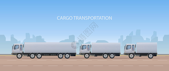 货运横幅 白色的大卡车 货物运输和物流的概念 向量照片驾驶商业拖拉机船运盒子柴油机汽车交通送货图片