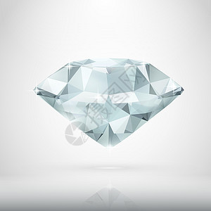 白色上孤立的现实钻石奢华水晶玻璃宝石剪贴插图首饰火花宝藏反射图片