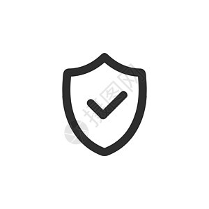 带有复选标记图标安全安全符号的屏蔽 隐私保护 在白色背景上孤立的种群矢量图防火墙警卫徽章防御商业黑色波峰标识身份品牌图片