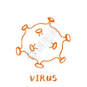电晕病毒或细菌手绘图标 矢量图感染疾病卡通片流感绘画科学涂鸦抗生素病原插图图片