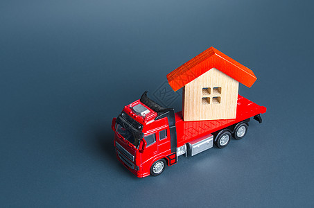 运送房屋的卡车 送货服务到另一所房子 一家搬家公司 不动产运输 新房安置方案 建造业 建筑保险图片