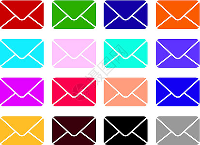 邮件矢量图标集 信封标志 为图形和网页设计隔离的彩色电子邮件和信件图标插图 插画图片