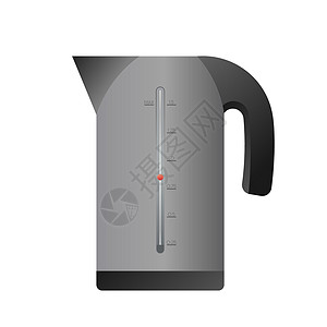 灰色电热水壶 在白色背景上隔离的电热水壶图标 逼真的矢量图片