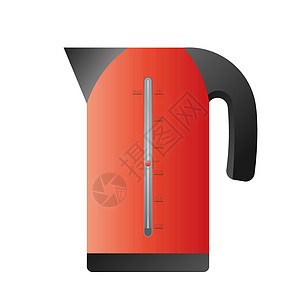 电红色水壶 在白色背景上隔离的电热水壶图标 现实矢量图片