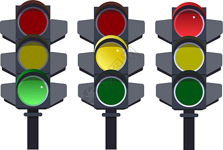 交通灯交通灯序列 红黄绿灯 Gowaitstop 它制作图案的白色背景矢量图图片