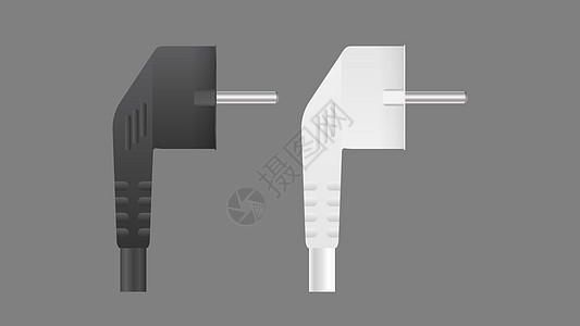 在 3D 中套接字的插头 插座的插头是绝缘的 现实矢量团体金属出口连接器力量绳索电气塑料电缆插图图片