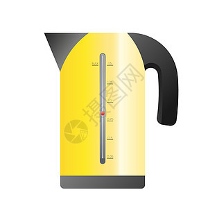 黄色电热水壶 在白色背景上隔离的电热水壶图标 逼真的矢量图片