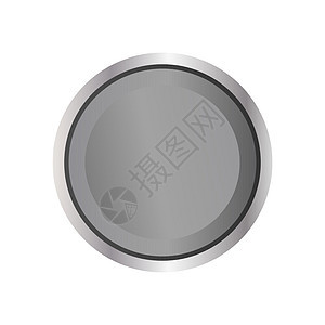 逼真的圆形按钮 在白色背景隔绝的金属按钮 向量插图徽章力量圆圈旋转控制板用户网络电子工业图片