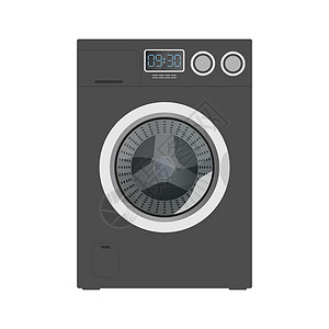 一套现代洗衣机隔离在白色背景上 时尚的洗衣机 写实风格 向量冰箱金属家务火炉电气窗户炊具旋转机器烤箱图片