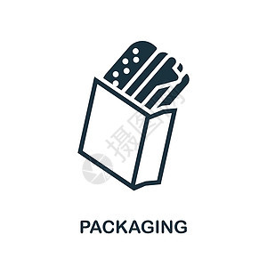 包装图标 来自外卖系列的单色标志 网页设计信息图表和 mor 的创意包装图标插图图片