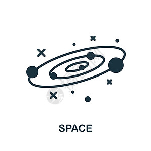 空间图标 来自空间收藏的单色标志 网页设计信息图表和 mor 的创意空间图标插图图片