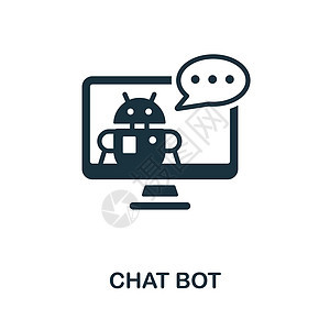 聊天机器人图标 来自社交媒体营销系列的单色标志 用于网页设计信息图表和 mor 的创意聊天机器人图标插图图片
