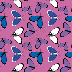无缝模式程式化的飞蛾图形 夏虫难忍安逸生活 壁纸纺织品包装昆虫插图盖子网站笔记本图片
