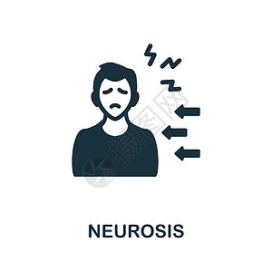 神经症图标 来自心理治疗系列的单色符号 网页设计信息图表和 mor 的创意神经症图标插图图片