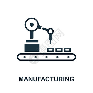制造图标 来自工业 4 0 系列的单色标志 网页设计信息图表和 mor 的创意制造图标说明图片