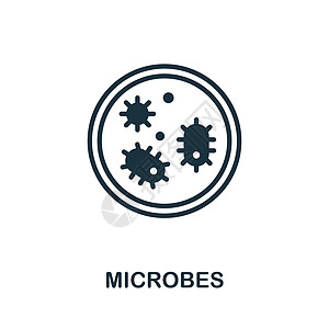微生物图标 来自医院制度收藏的单色标志 用于网页设计信息图表和 mor 的创意微生物图标插图图片