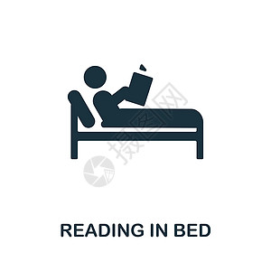在床上阅读图标 来自医院制度收藏的单色标志 用于网页设计信息图表和铁道部的创意阅读床上图标插图图片