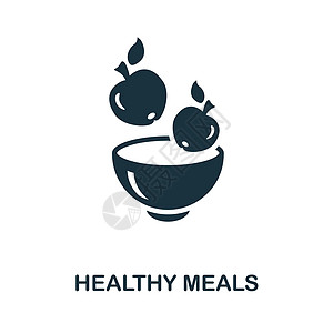 健康膳食图标 健身房系列中的单色标志 网页设计信息图表和 mor 的创意健康膳食图标插图图片