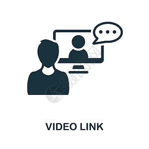 视频链接图标 来自技术收藏的单色标志 用于网页设计信息图表和 mor 的创意视频链接图标说明图片