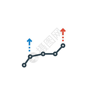 带有向上箭头的图表图标 在白色背景上孤立的种群矢量图图片