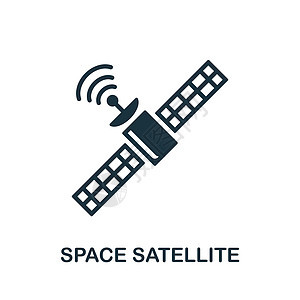 空间卫星图标 来自空间收藏的单色标志 用于网页设计信息图表和 mor 的创意空间卫星图标插图图片