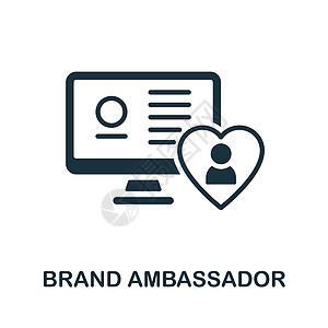 品牌大使图标 来自社交媒体营销系列的单色标志 用于网页设计信息图表和 mor 的创意品牌大使图标插图图片