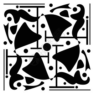 抽象的黑白几何图案激光艺术墙纸装饰正方形插图打印黑色织物白色图片