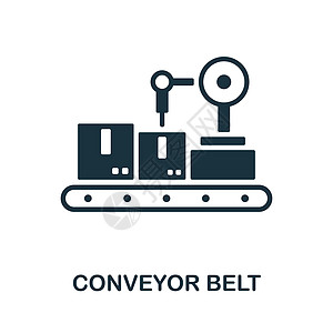 传送带图标 来自机械收藏的单色标志 用于网页设计信息图表和 mor 的创意传送带图标插图图片
