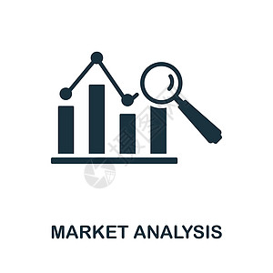 市场分析图标 市场经济收藏中的单色标志 网页设计信息图表和 mor 的创意市场分析图标说明图片