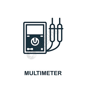 万用表图标 来自机械收藏的单色标志 用于网页设计信息图表和 mor 的创意万用表图标说明图片