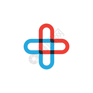 红色和蓝色十字元素帮助图标业务十字标志设计 在白色背景上孤立的种群矢量图图片