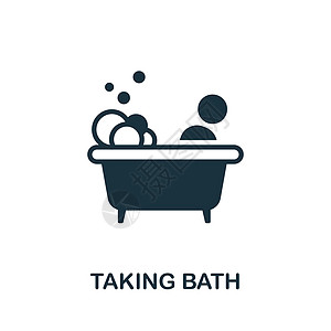 洗澡图标 来自家庭休息系列的单色标志 用于网页设计信息图表和 mor 的创意洗澡图标插图图片