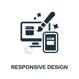 响应式设计图标 平面设计系列中的单色符号 用于网页设计信息图表和 mor 的创意响应式设计图标说明图片