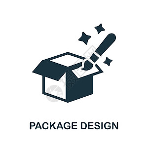包装设计图标 平面设计系列中的单色符号 网页设计信息图表和 mor 的创意包装设计图标插图图片