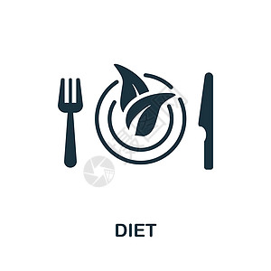 饮食图标 来自饮食收藏的单色标志 网页设计信息图表和 mor 的创意饮食图标插图健康食物女士身体肌肉健身房营养蔬菜重量腰部图片