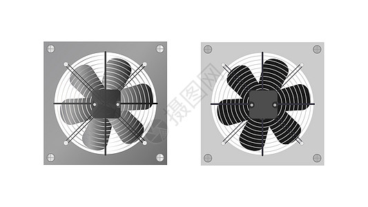 逼真的风格排气扇 电脑风扇冷却器 孤立 向量技术刀刃呼吸机通风插图螺旋桨阴影冷却器器具涡轮图片