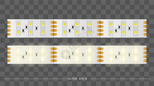 燃烧的 LED 灯带 特写 LED 灯带特写 现实矢量力量技术活力磁带照明发射家具条纹电气电子图片