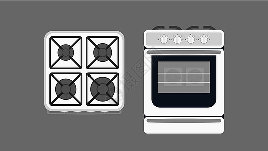 平面样式的厨房炉灶 厨房的现代火炉 孤立 向量蒸汽美食家庭厨具早餐控制插图烹饪技术火焰图片