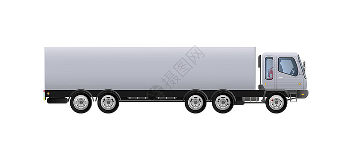 一辆大卡车的矢量侧视图 交付货物概念 纯色和平面色彩设计 运输的白色卡车 在白色背景上被隔离载体照片服务商业插图工业交通旅行驾驶图片