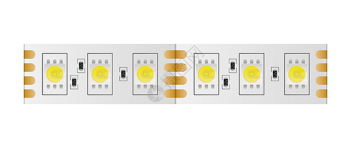 孤立在白色背景上的 LED 带  LED灯带特写 现实矢量力量芯片贴片发射安全半导体磁带环境灯泡技术图片