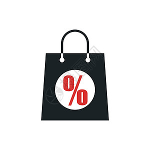 购物袋与销售折扣百分比符号 iconflat 设计最佳矢量图标 在白色背景上孤立的种群矢量图价格礼物塑料购物商业标签蓝色市场手提图片