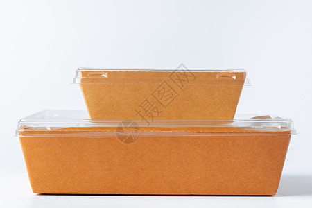 白背景孤立的纸板棕色食品盒包零售送货午餐包装面条盒子品牌工艺空白泡沫图片