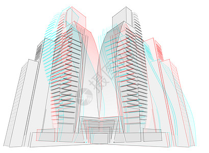 商业建筑抽象故障建筑绘图素描 Illustratio工业计算机设计白色几何学技术建筑学创造力工程城市背景