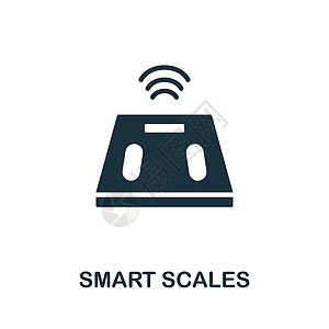 智能秤图标 来自饮食收藏的单色标志 用于网页设计信息图表和 mor 的创意智能秤图标插图上网笔记本互联网网络监视器机器人等距屏幕图片