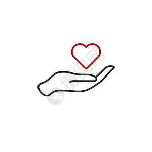 心在手象征慈善捐赠与他人分享您的爱 健康自愿非营利组织概念 在白色背景上孤立的种群矢量图志愿插图标识家庭生活怜悯礼物热情友谊幸福图片