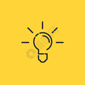 想法 iconlight 灯泡线性矢量简单时尚图标 在黄色背景上孤立的种群矢量图图片